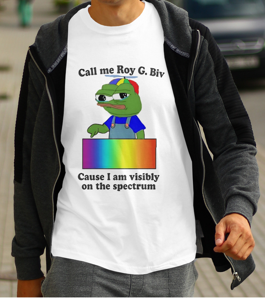 Pepe The Frog Call Me Roy G. Biv Cause I Am Visibly On The Spectrum Rainbow Visual T-Shirt