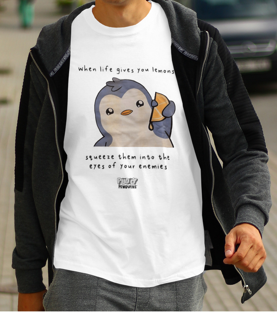 When Life Gives You Lemons Squeeze Them Into The Eyes Of Your Enemies Pudgy Penguins Cartoon T-Shirt