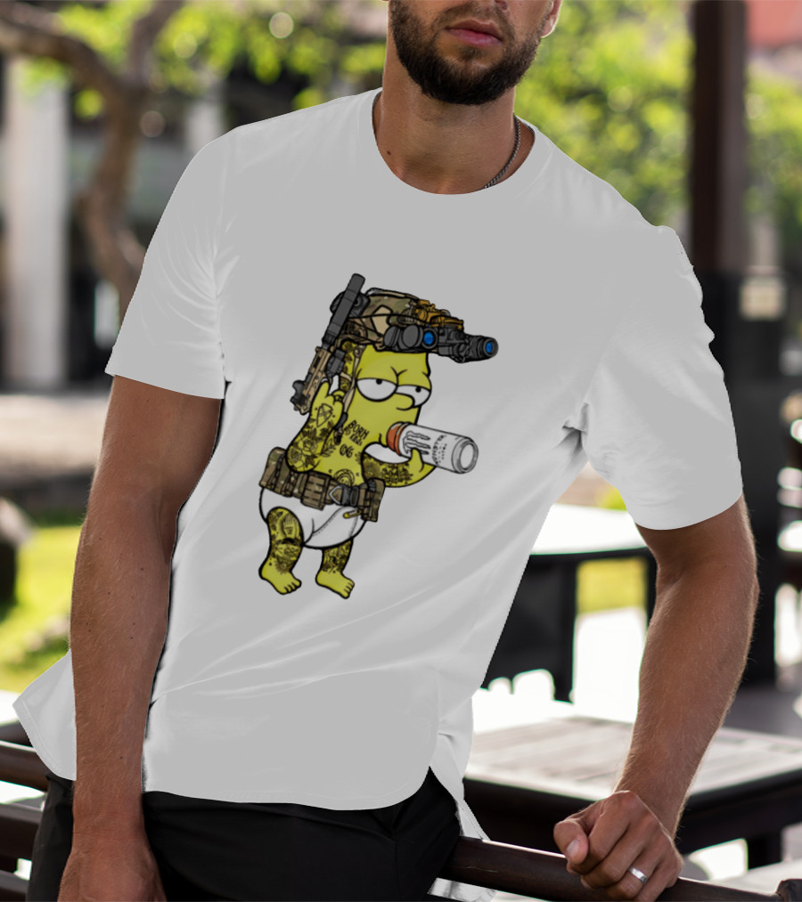 Bart Simpson Tactical Gear Night Vision Tattoo Parody Yung Bart T-Shirt