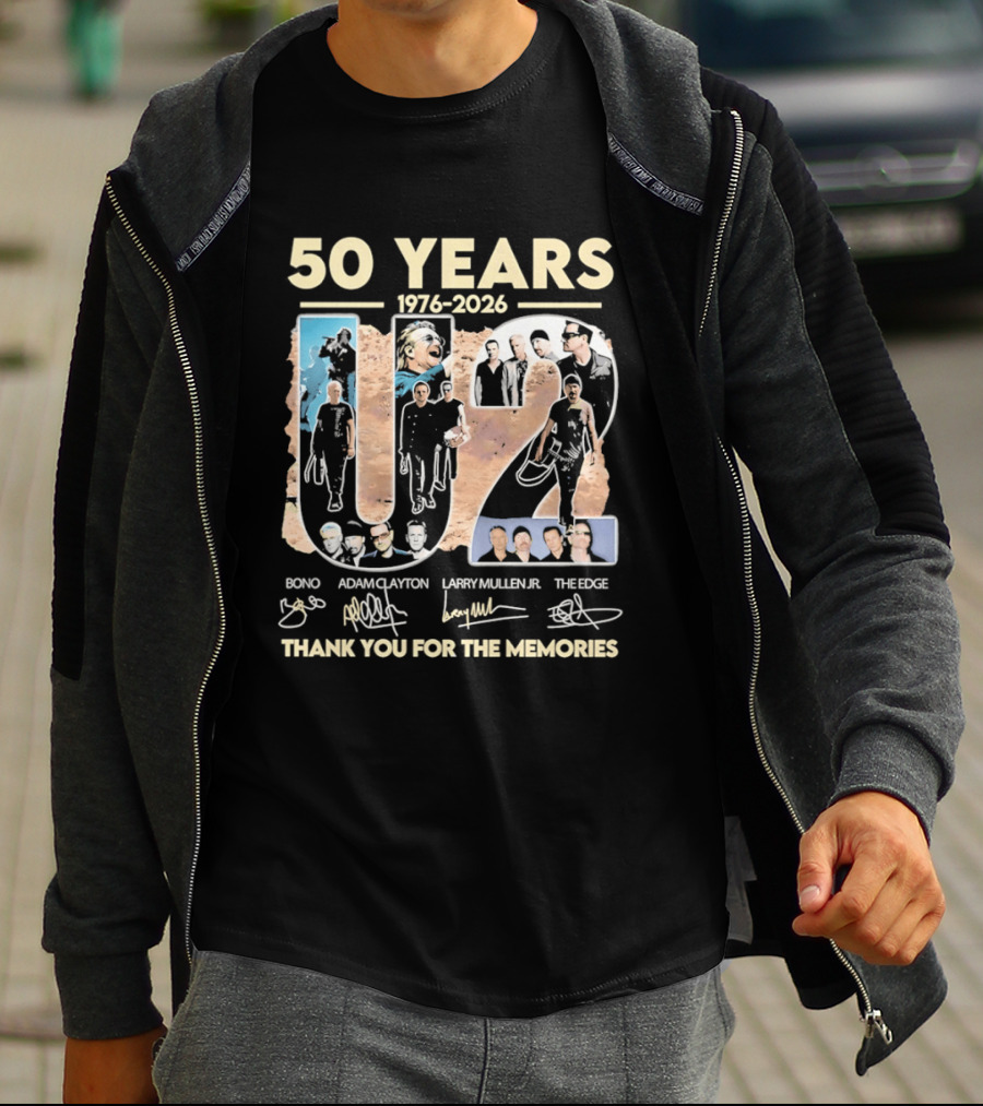50 Years 1976 2026 U2 Bono Adam Clayton Larry Mullen The Edge Thank You For The Memories T-Shirt