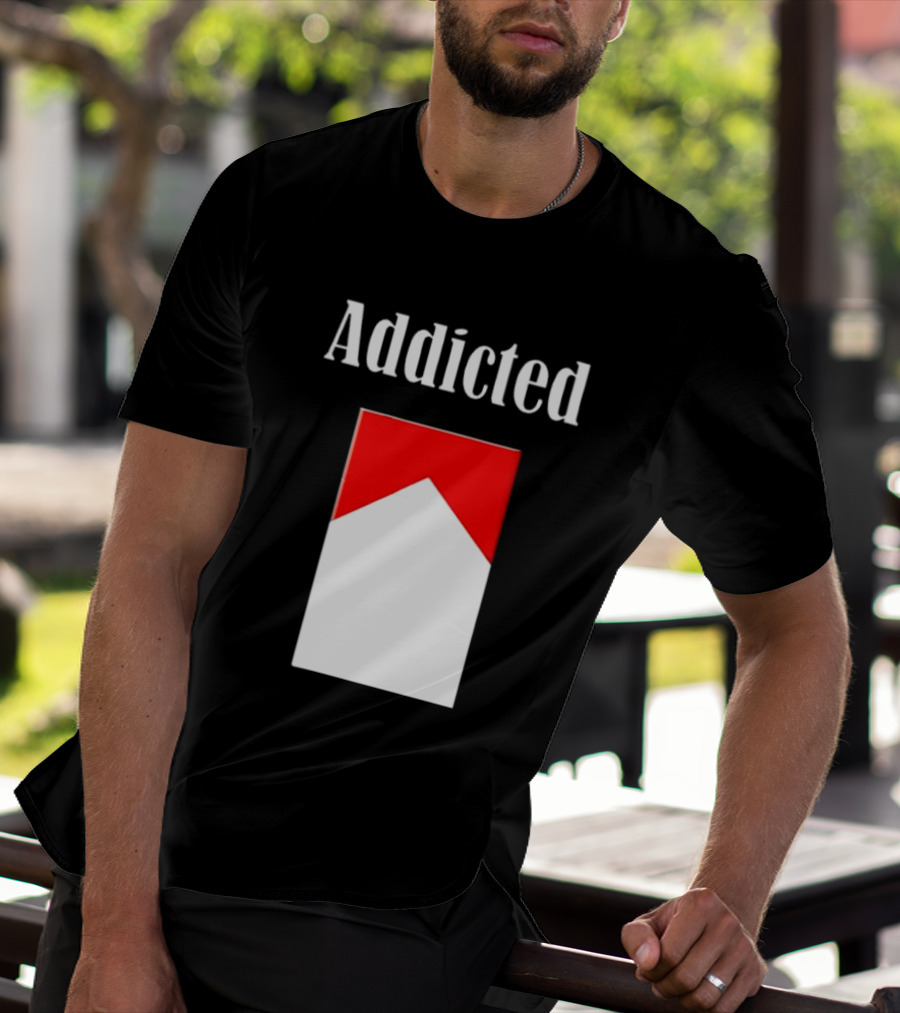 Addicted Cigarette Box Red And White T-Shirt