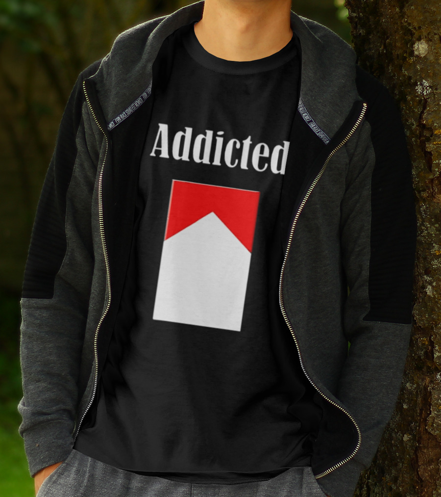 Addicted Cigarette Box Red And White T-Shirt