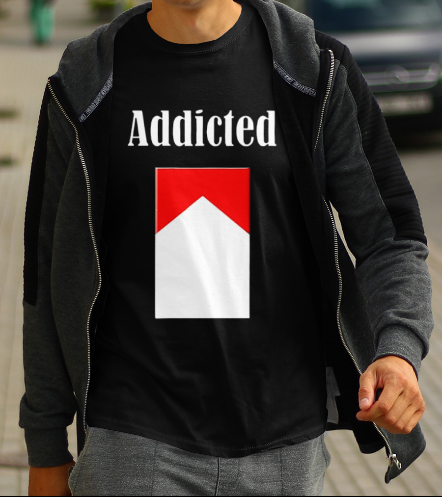 Addicted Cigarette Box Red And White T-Shirt