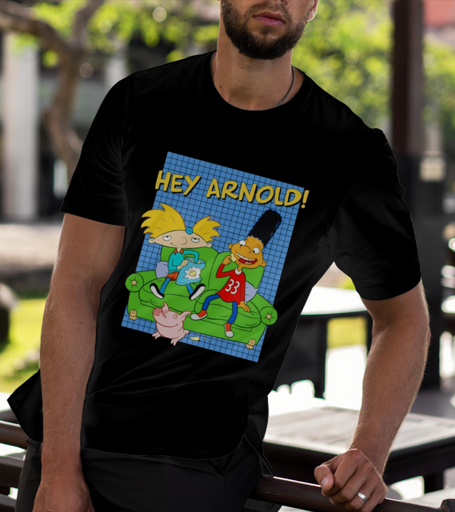 Hey Arnold Gerald And Abner Football Cartoon Couch Sitting T-Shirt