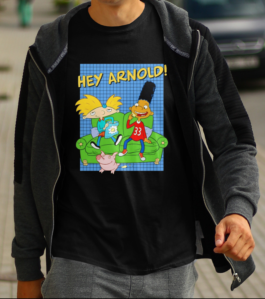 Hey Arnold Gerald And Abner Football Cartoon Couch Sitting T-Shirt