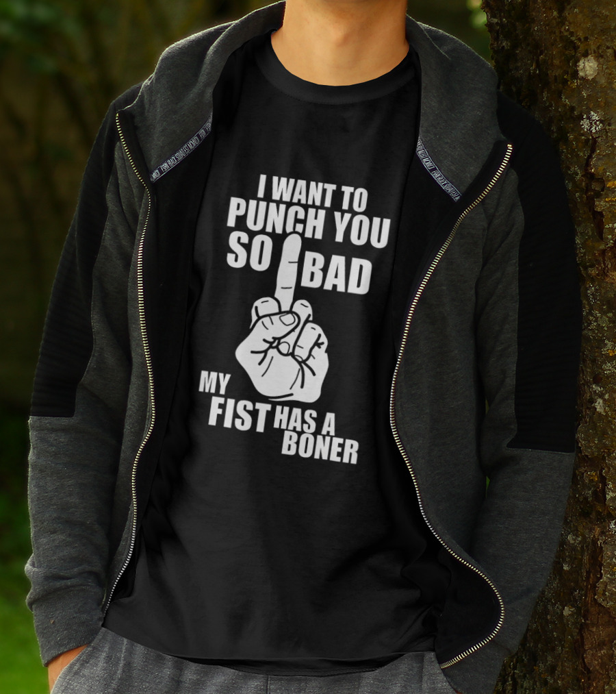 I Want To Punch You So Bad My Fist Has A Boner Middle Finger Gesture T-Shirt