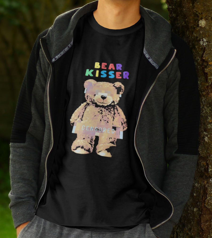 Bear Kisser Censored Pixelated Teddy Bear T-Shirt