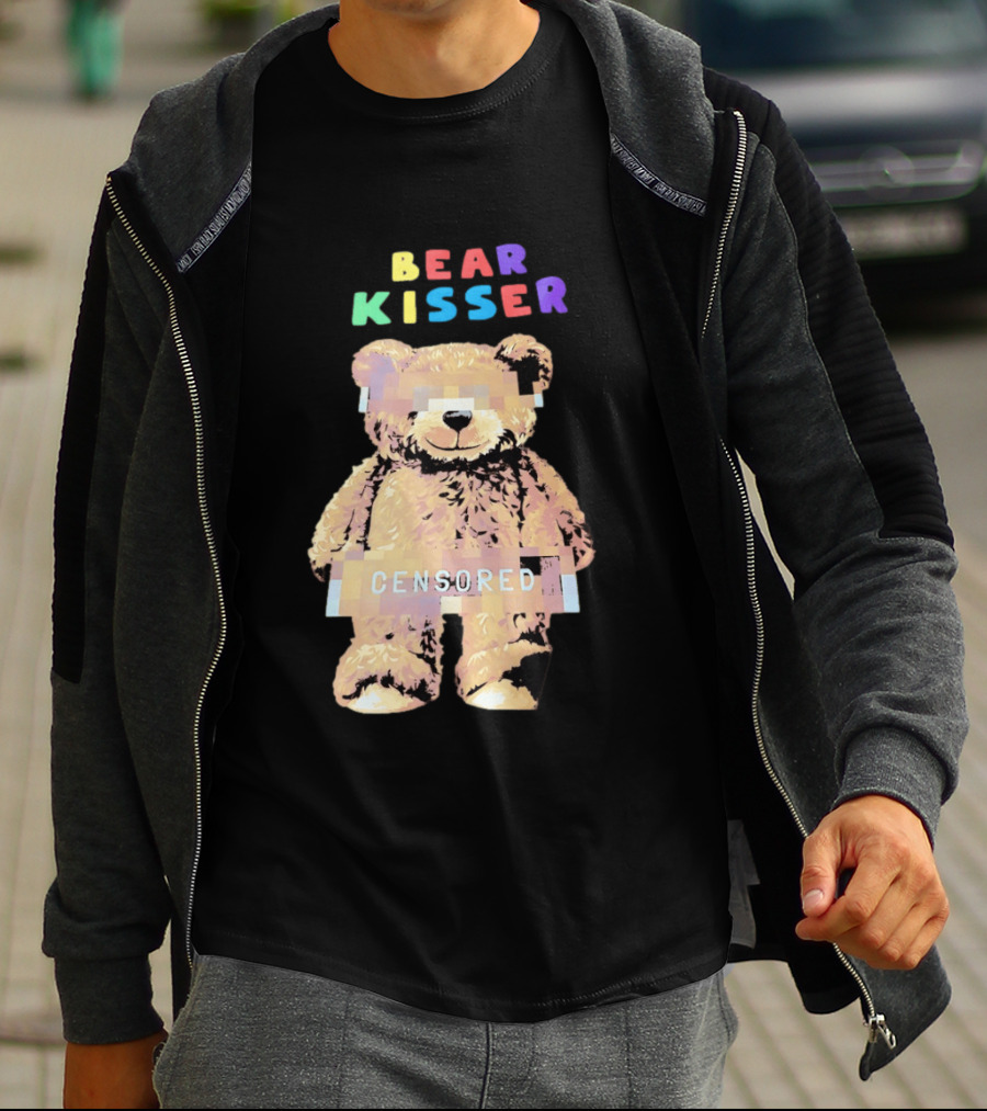 Bear Kisser Censored Pixelated Teddy Bear T-Shirt