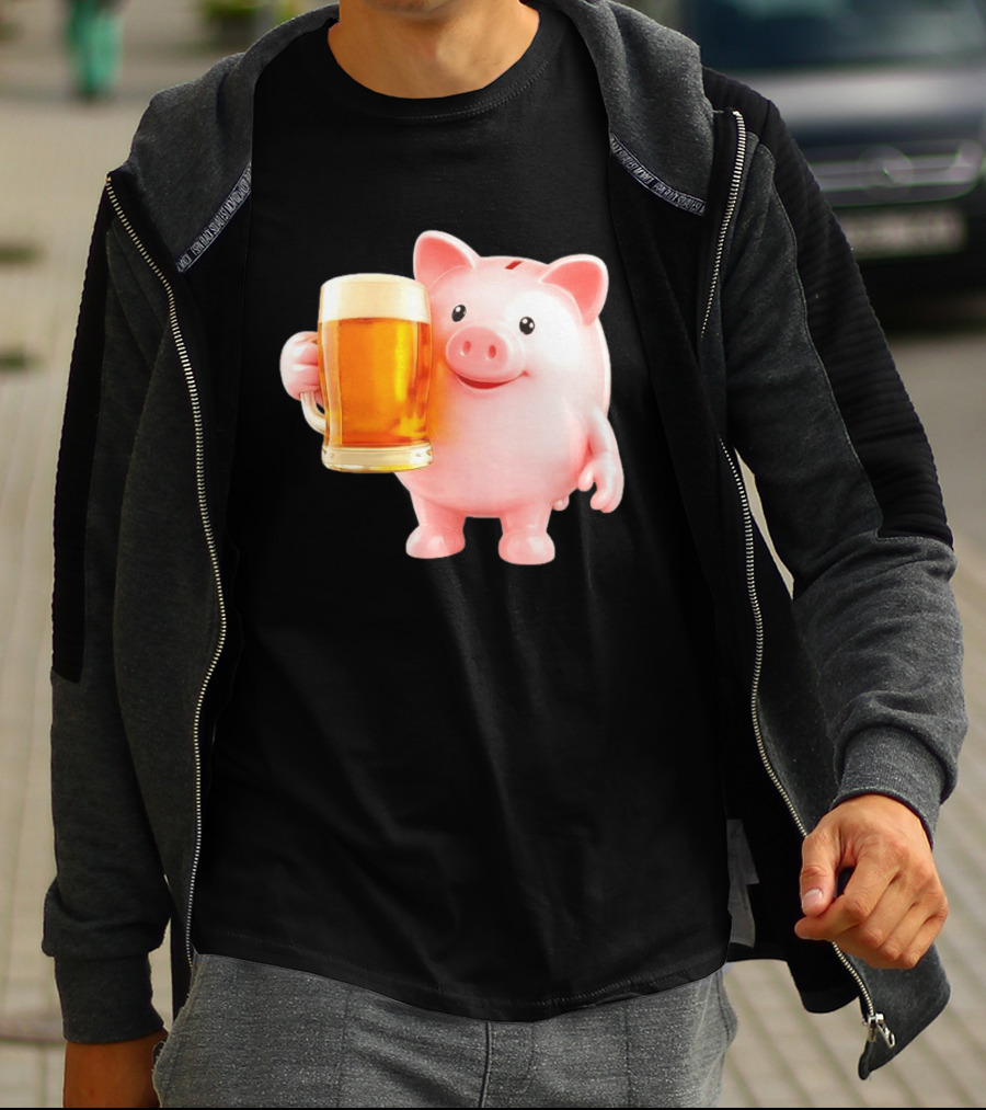 Piggy Bank With Beer Save Money Concept T-Shirt