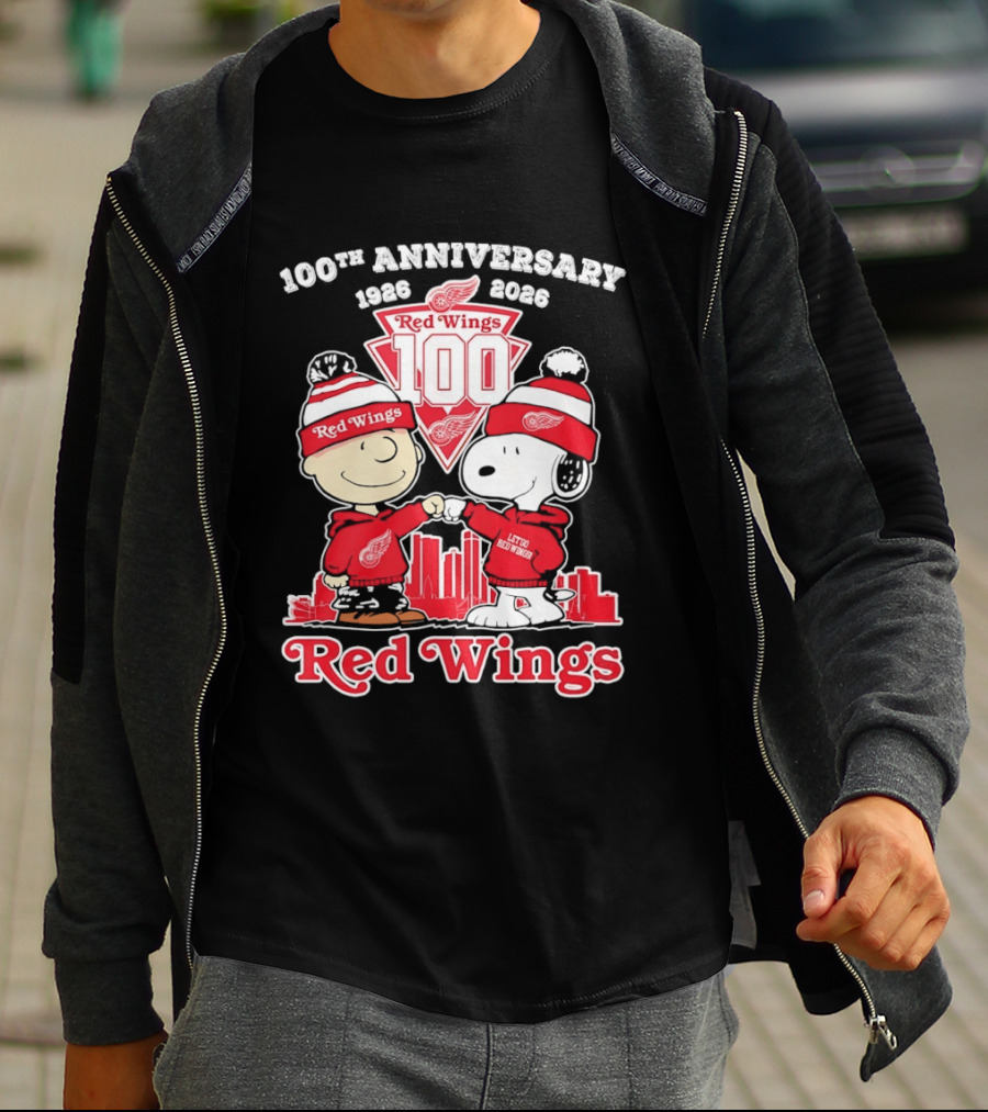 Charlie Brown Snoopy Red Wings 100th Anniversary 1926 2026 T-Shirt