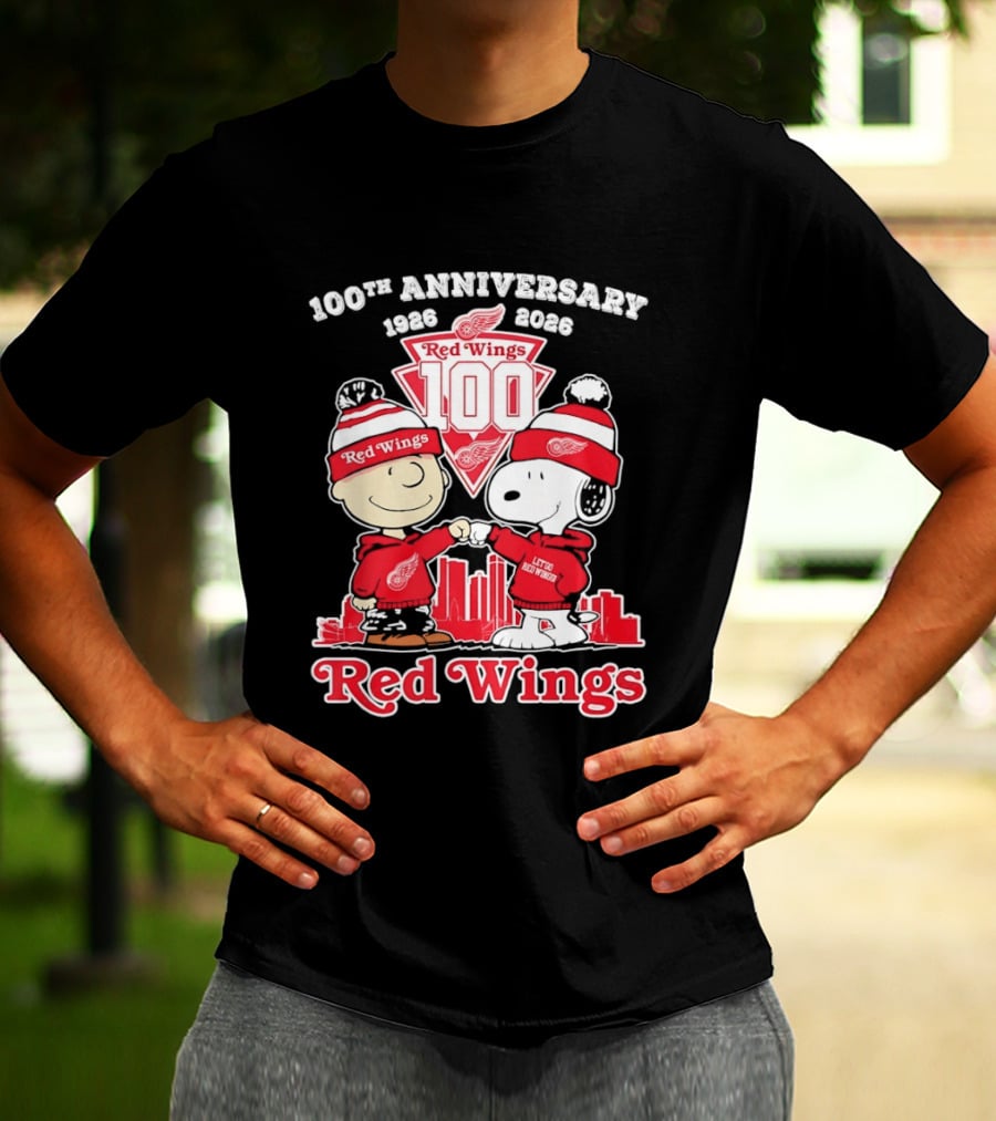 Charlie Brown Snoopy Red Wings 100th Anniversary 1926 2026 T-Shirt