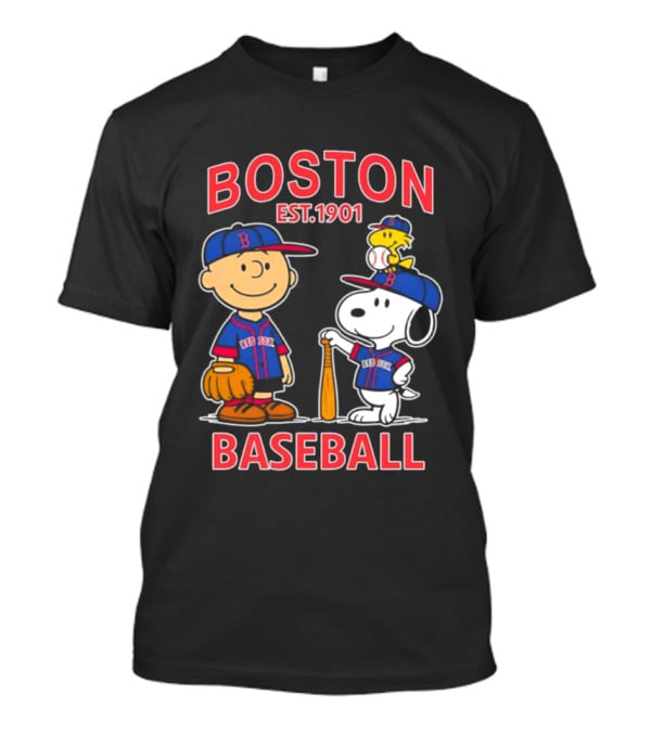Boston Baseball Charlie Brown Snoopy Red Sox Est 1901 T-Shirt