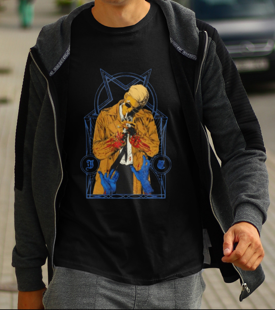 John Constantine Smoking Trench Coat Hellblazer DC Comics J C T-Shirt