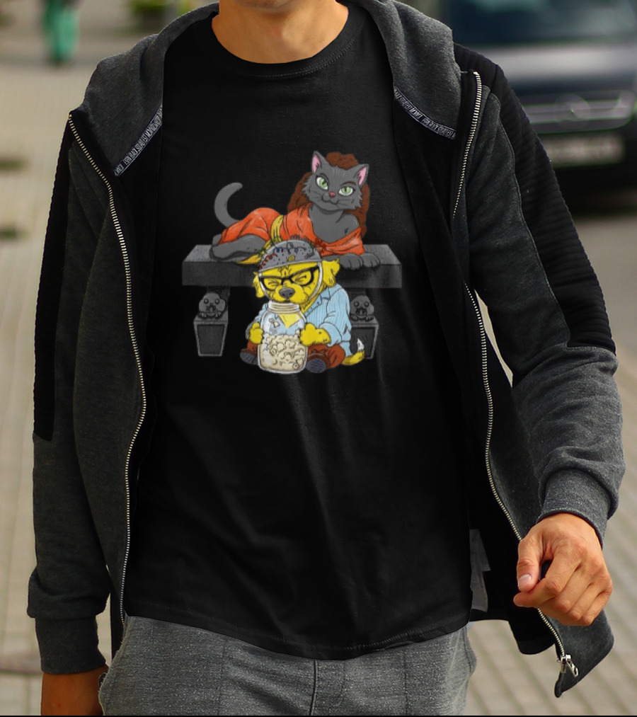 Proton Pets Cats And Dogs Mass Caring Together On Skull Bench T-Shirt