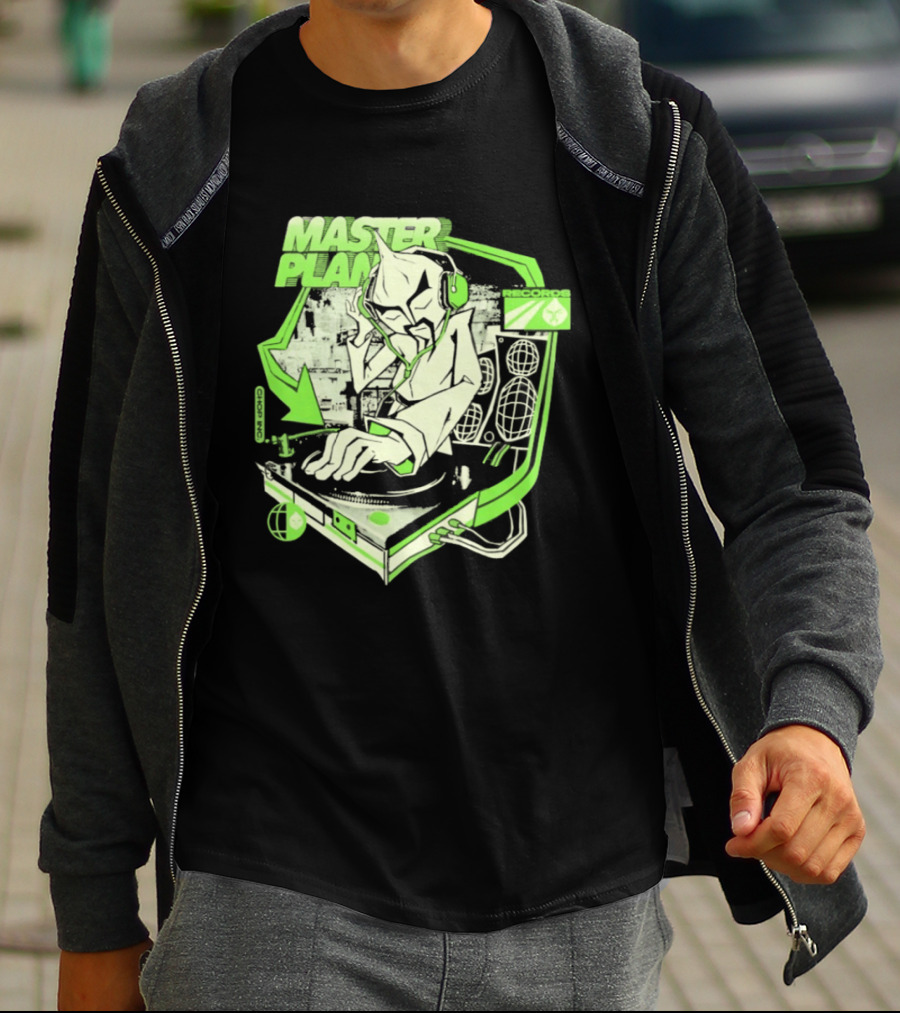 Chop Chop Master Onion Master Plan Records DJ Turntable Headphones T-Shirt