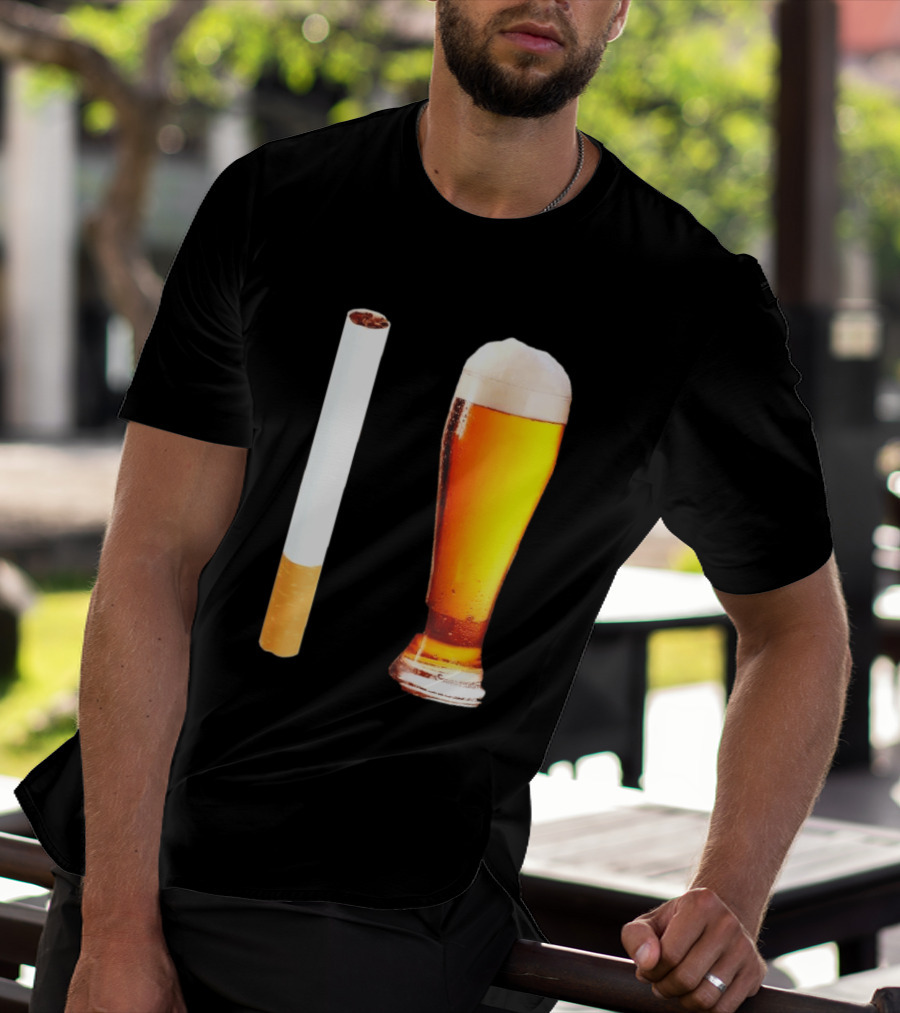 Cigarette And Beer Combo Classic Symbolic Pair T-Shirt