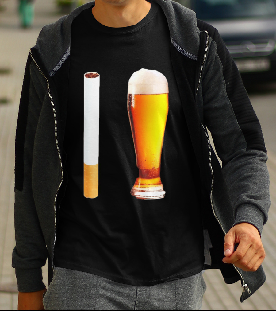 Cigarette And Beer Combo Classic Symbolic Pair T-Shirt