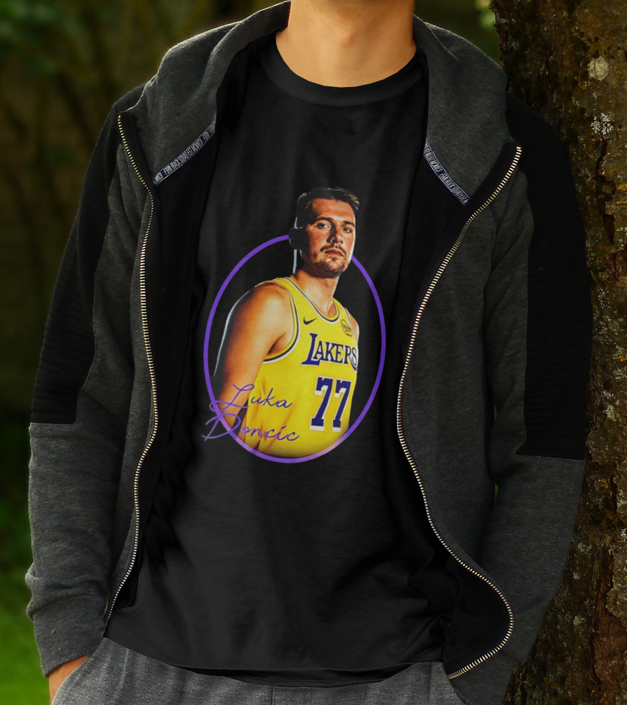 Los Angeles Lakers Luka Doncic 77 Yellow Jersey Image T-Shirt