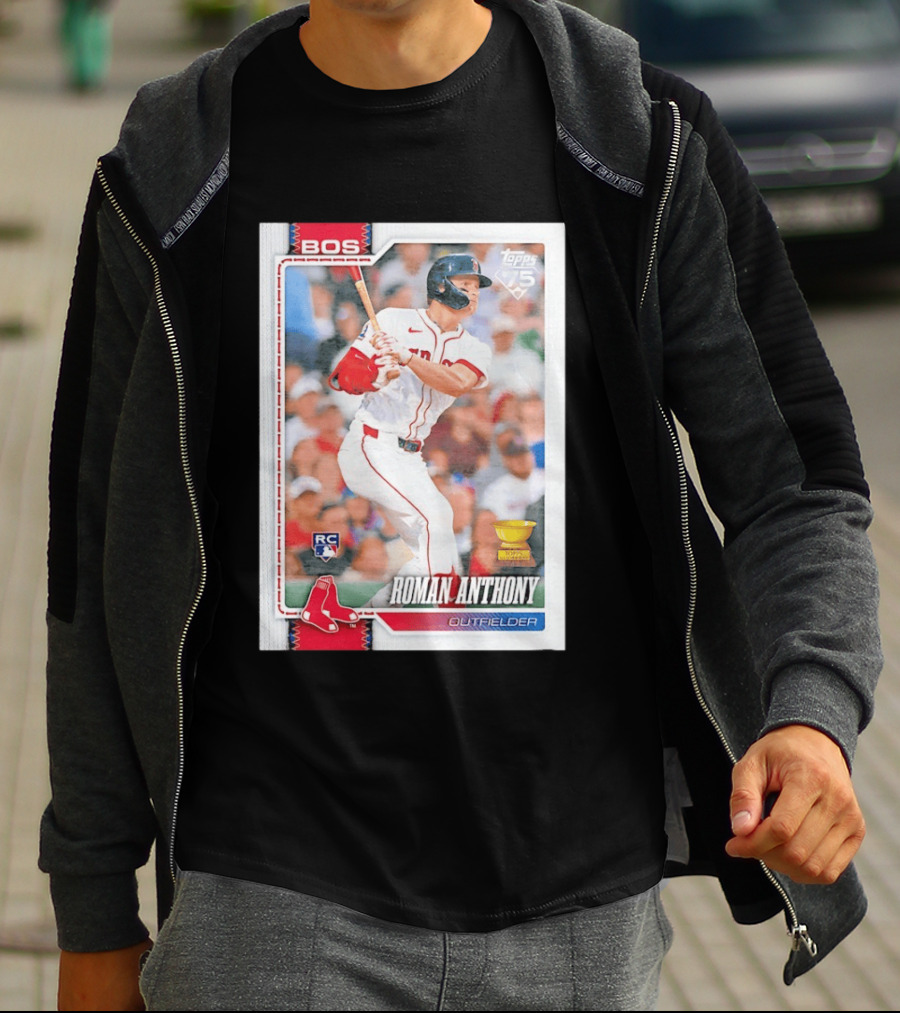 Roman Anthony Boston Red Sox Rookie Card Outfielder Topps 75th Anniversary T-Shirt