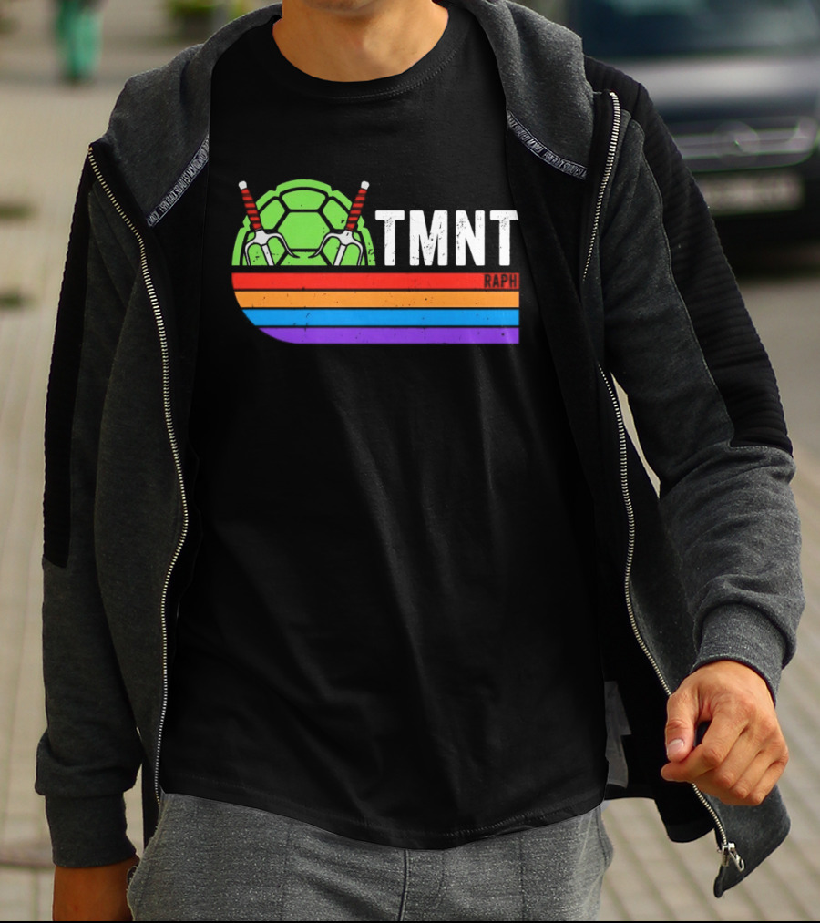 TMNT Raphael Raph Turtle Shell Sai Weapons Rainbow T-Shirt