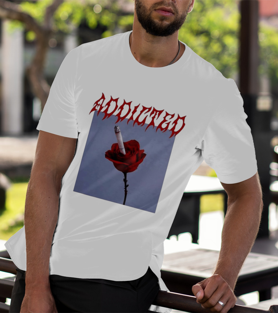 Addicted Smoking Roses Metal Aesthetic T-Shirt