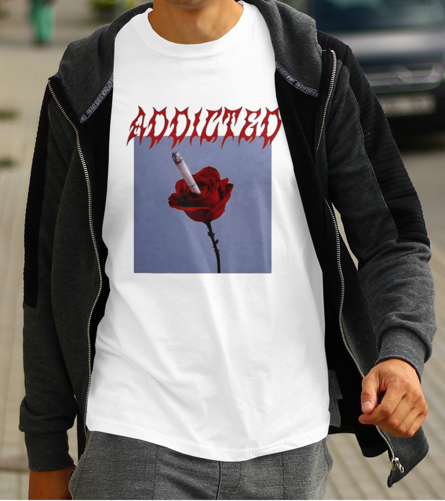 Addicted Smoking Roses Metal Aesthetic T-Shirt