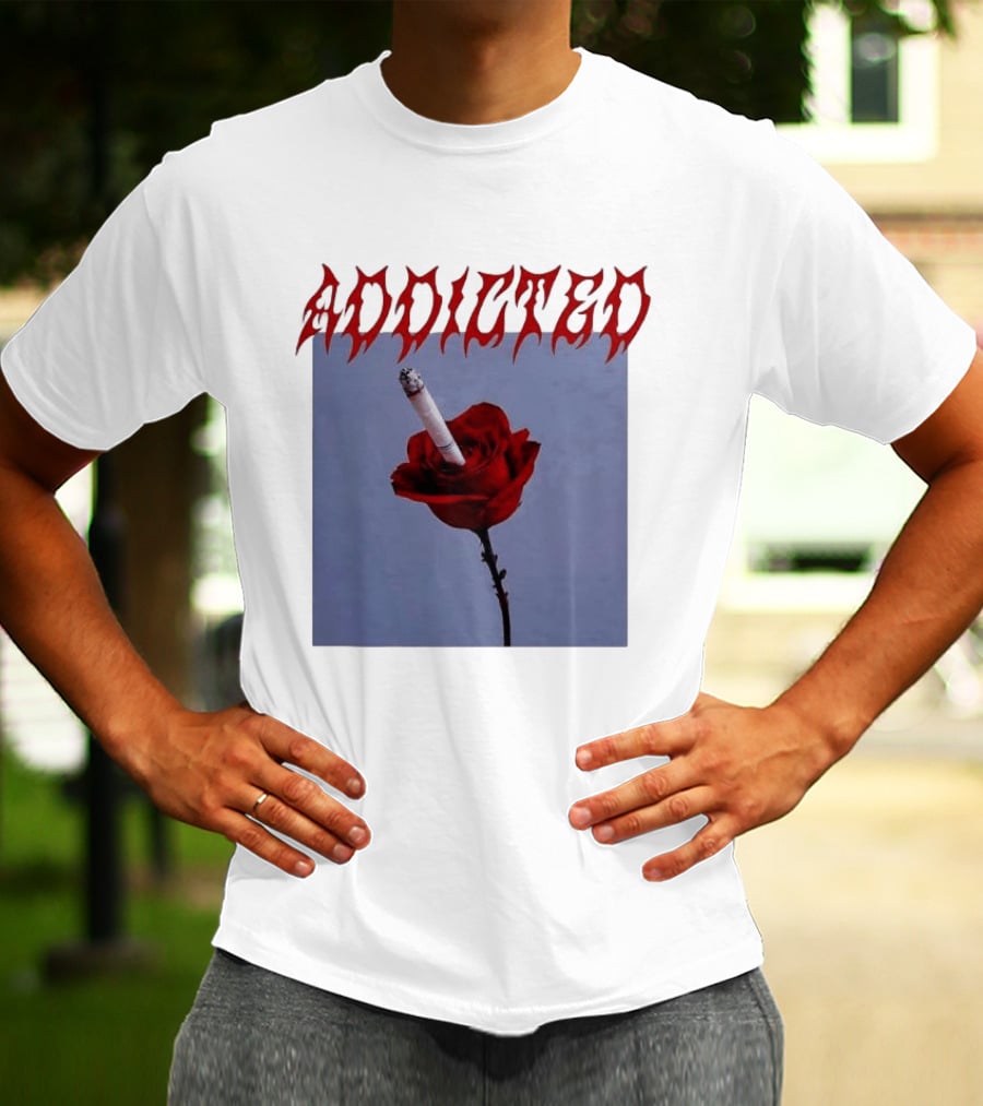 Addicted Smoking Roses Metal Aesthetic T-Shirt