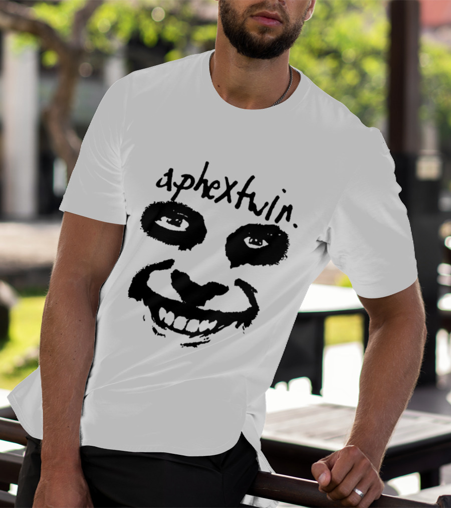 Aphex Twin Handwritten Logo With Distorted Face T-Shirt