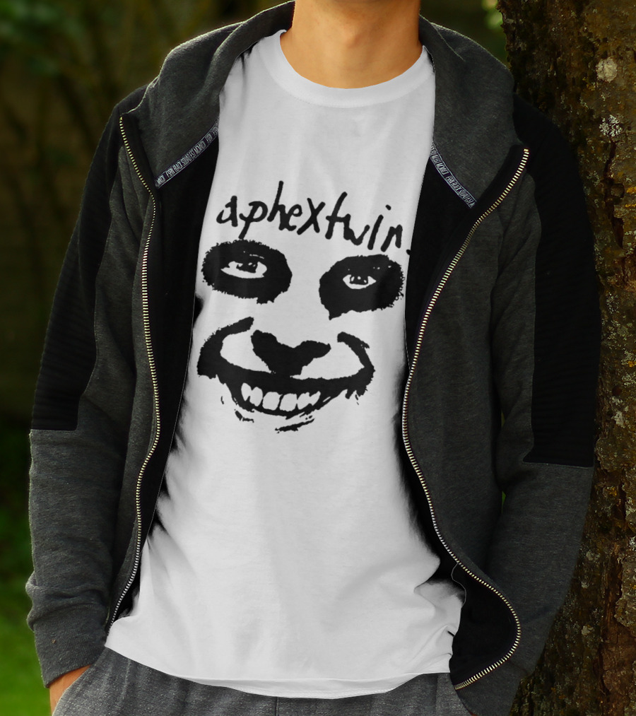 Aphex Twin Handwritten Logo With Distorted Face T-Shirt