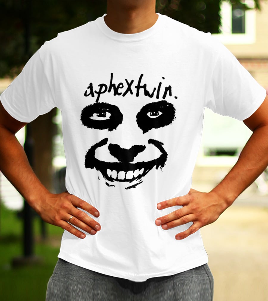 Aphex Twin Handwritten Logo With Distorted Face T-Shirt