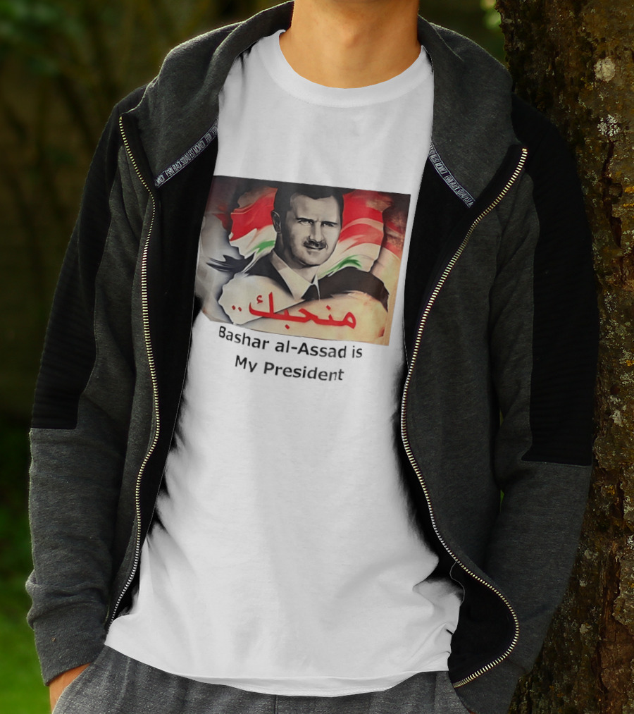 Bashar Al Assad Portrait With Syrian Flag T-Shirt