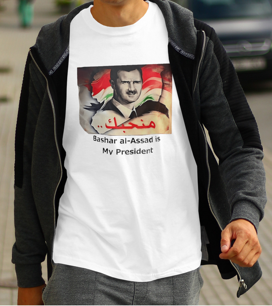 Bashar Al Assad Portrait With Syrian Flag T-Shirt