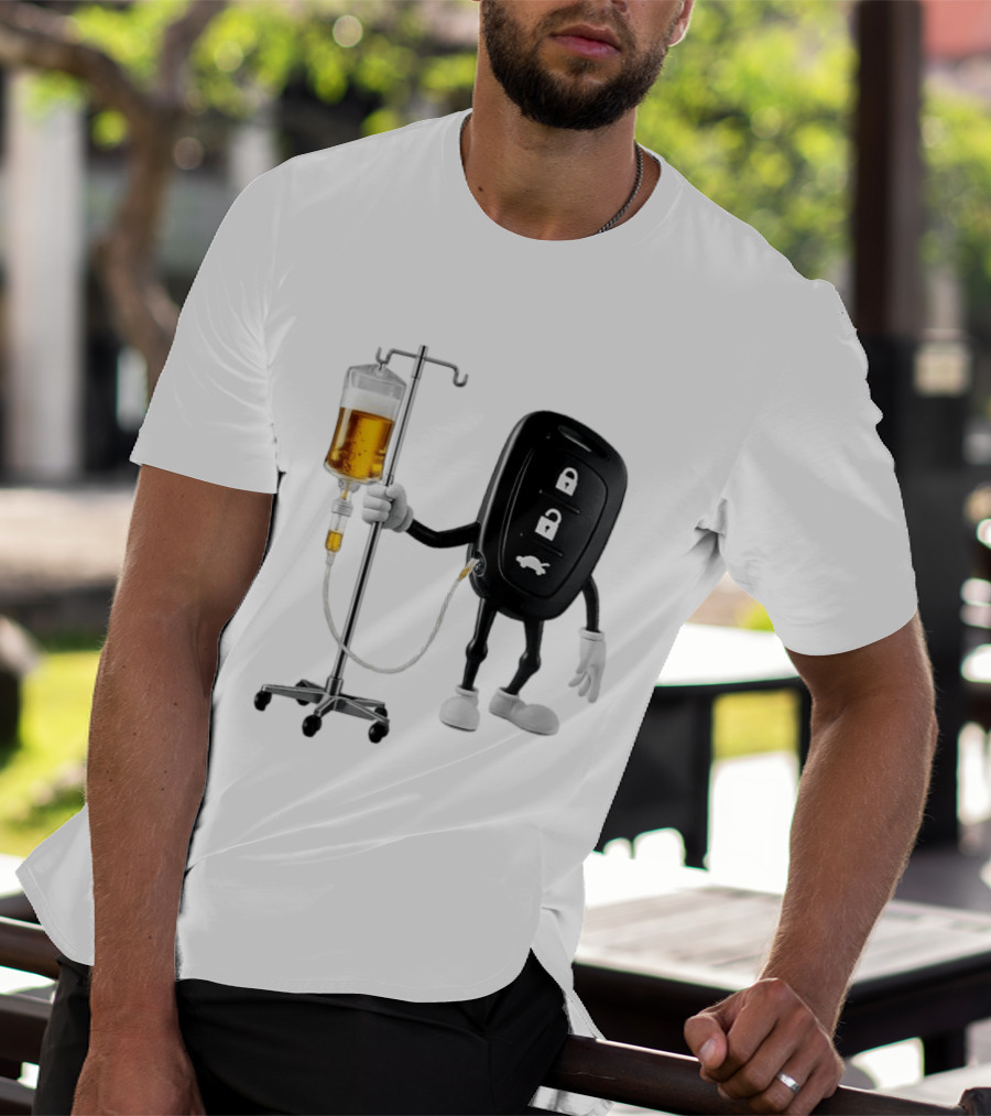Car Keys With IV Beer Do Not Drink Alcohol When Driving Warning T-Shirt