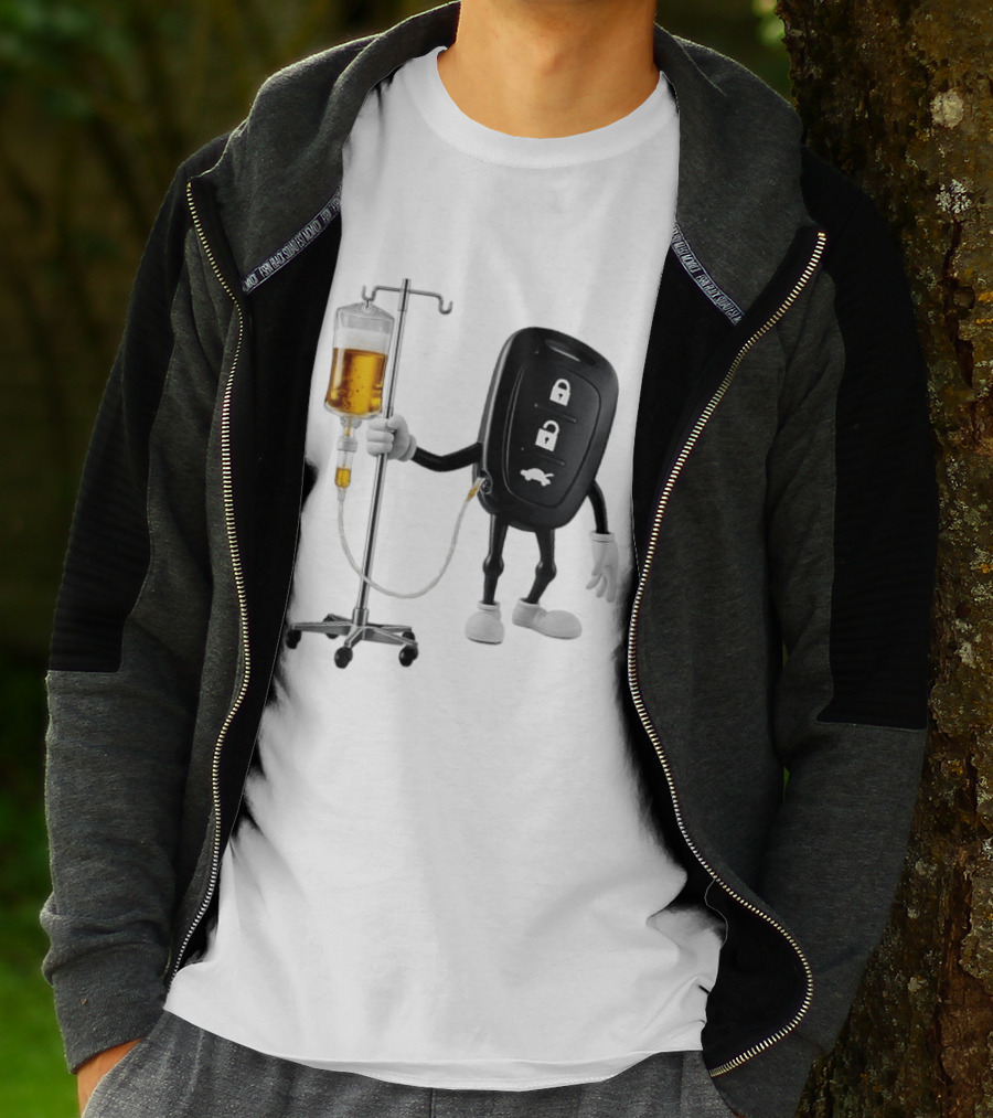 Car Keys With IV Beer Do Not Drink Alcohol When Driving Warning T-Shirt