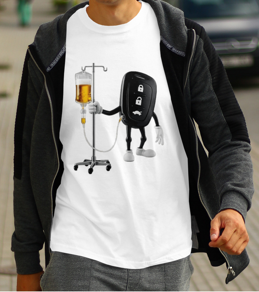 Car Keys With IV Beer Do Not Drink Alcohol When Driving Warning T-Shirt