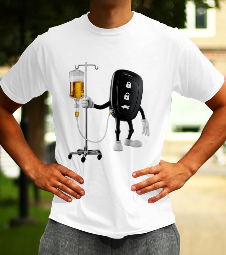 Car Keys With IV Beer Do Not Drink Alcohol When Driving Warning T-Shirt
