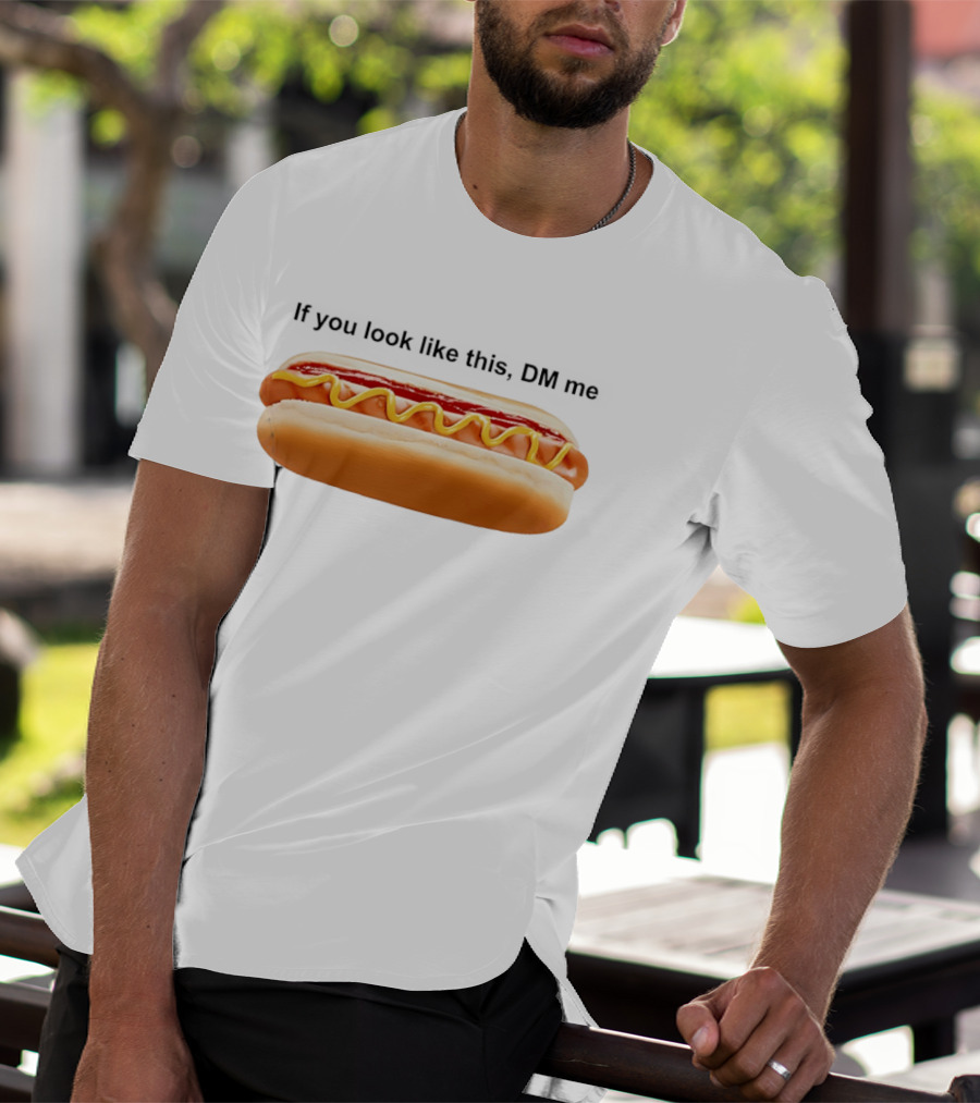 If You Look Like This DM Me Hot Dog Mustard Ketchup T-Shirt