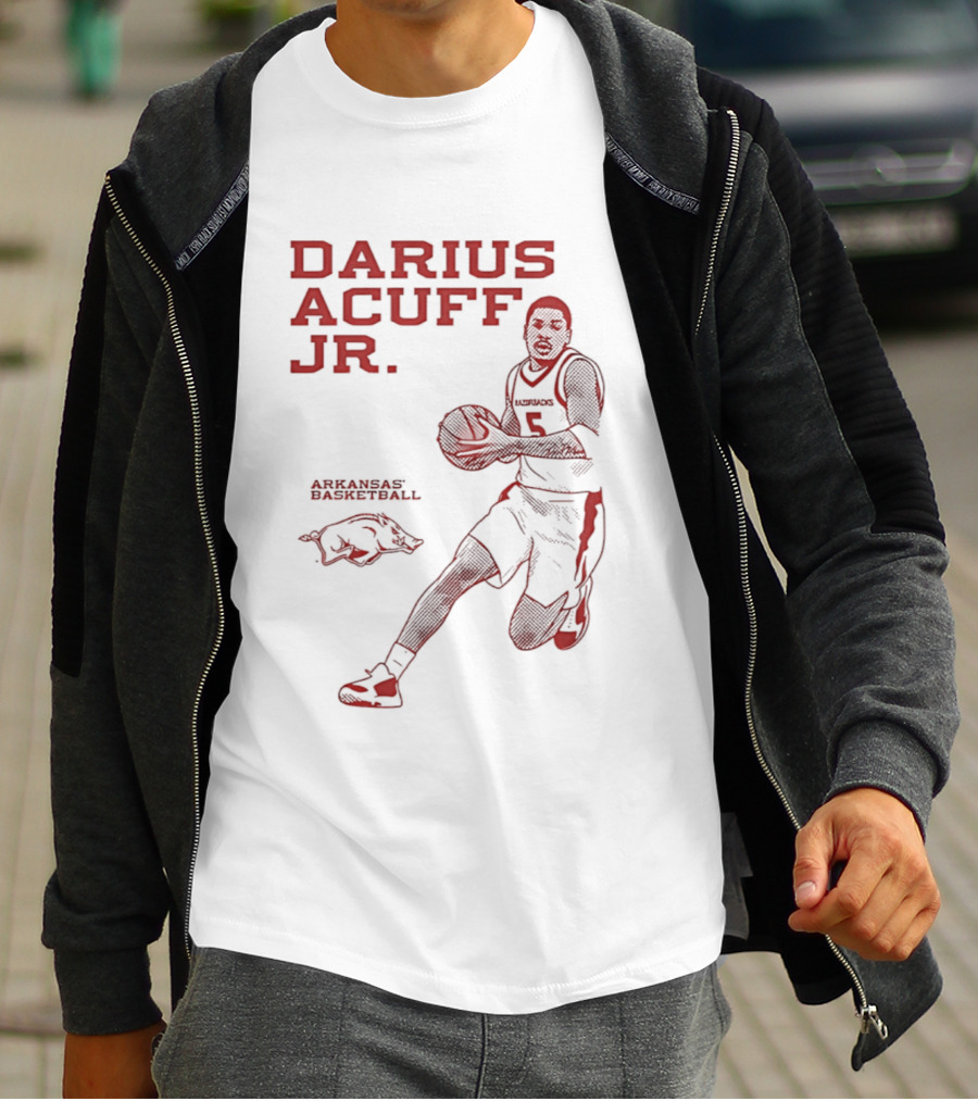 Darius Acuff Jr Arkansas Razorbacks Basketball Player Monochrome T-Shirt