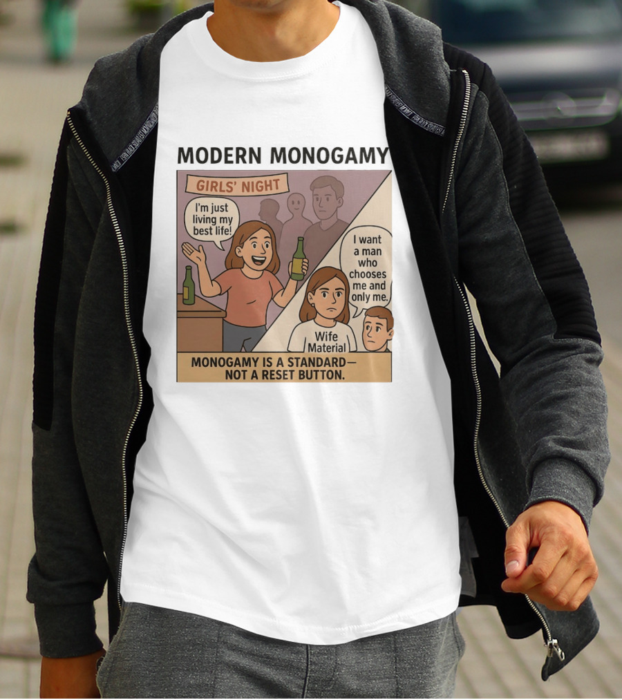 Modern Monogamy Girls' Night I'm Just Living My Best Life Wife Material Monogamy Is A Standard T-Shirt