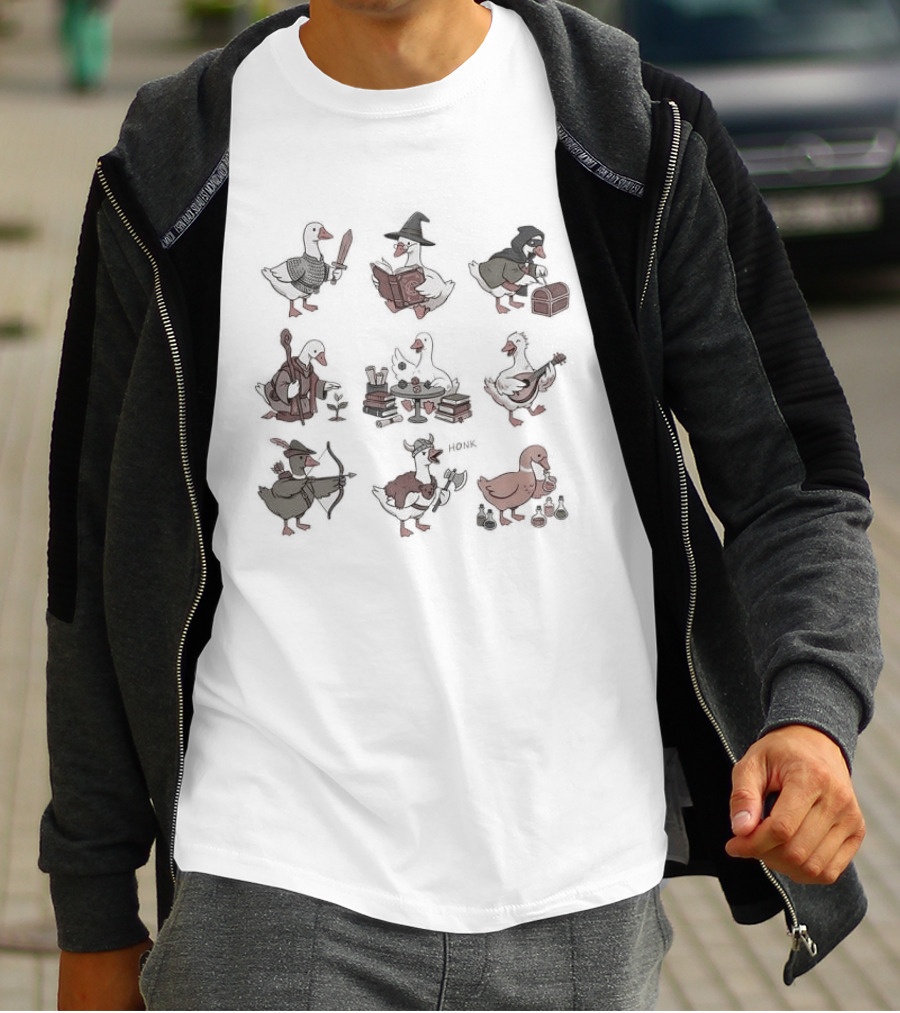 Goose RPG Cartoon Adventure Characters Multiclass T-Shirt