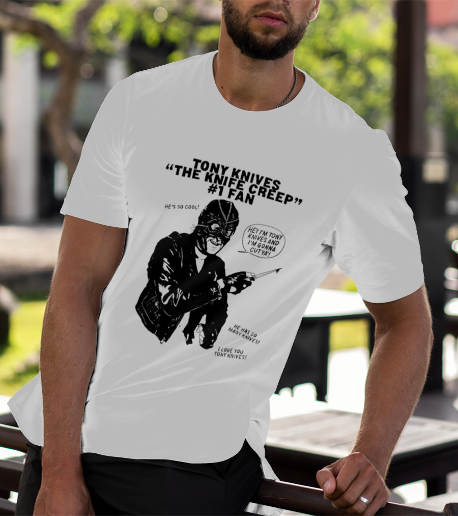 Tony Knives The Knife Creep Volume One Leather Jacket Mysterious True Crime Legendary Horror Movie Night Stalk Western Adventure T-Shirt