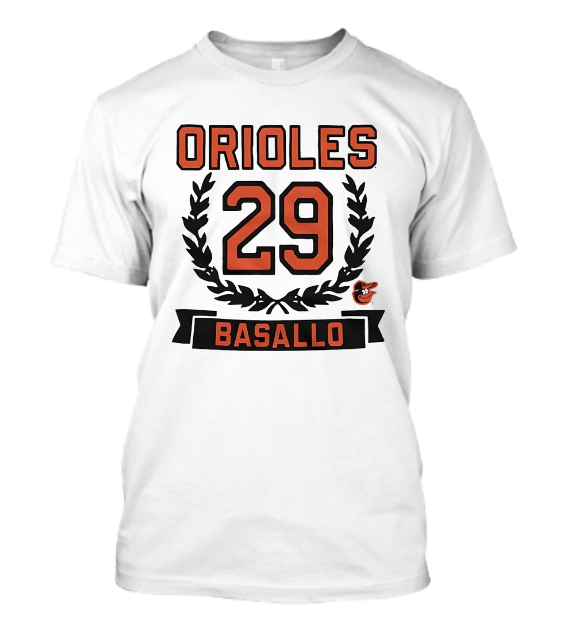Orioles 29 Basallo Wreath Baltimore Baseball Rookie T-Shirt