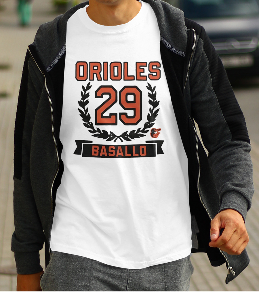 Orioles 29 Basallo Wreath Baltimore Baseball Rookie T-Shirt