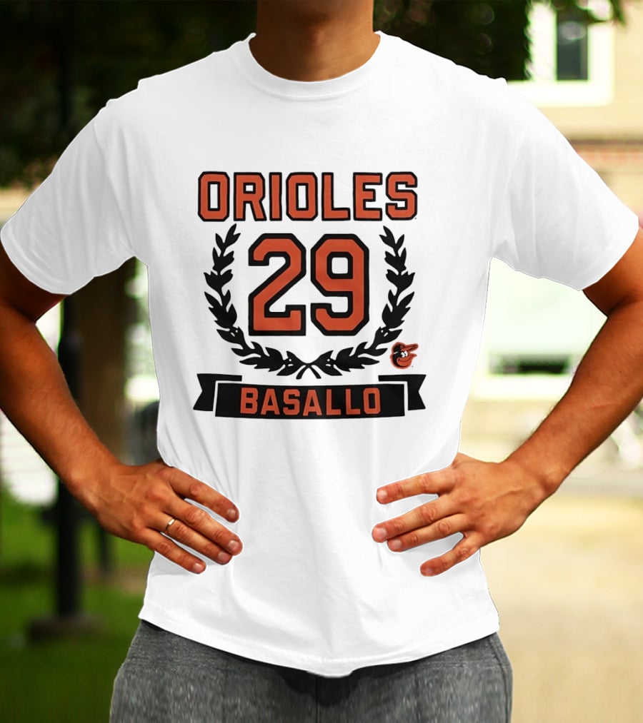 Orioles 29 Basallo Wreath Baltimore Baseball Rookie T-Shirt