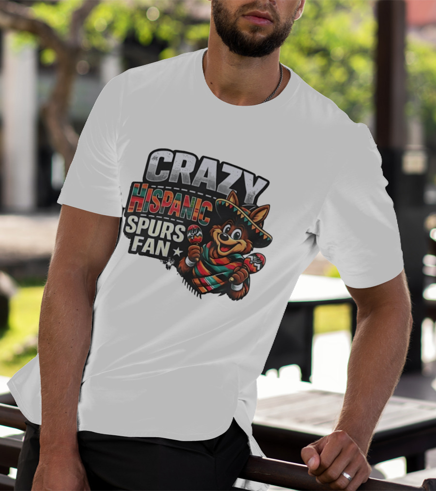 San Antonio Spurs Crazy Hispanic Spurs Fan Fiesta Coyote With Sombrero And Maracas T-Shirt