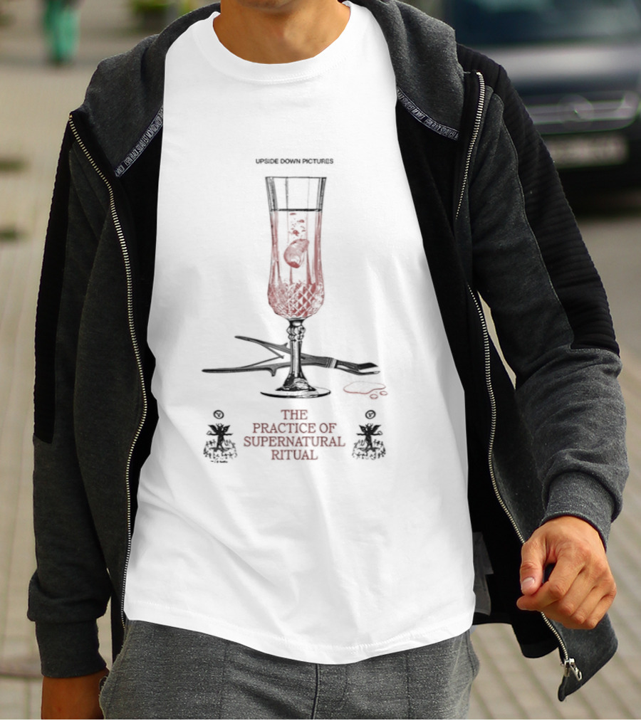 Upside Down Pictures The Practice Of Supernatural Ritual With Hourglass And Skull T-Shirt