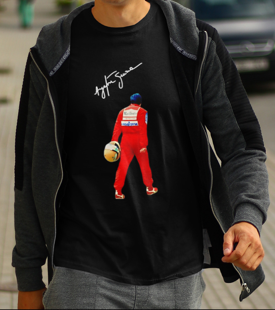 Ayrton Senna Racing Motorsport Legend Marlboro McLaren F1 Driver Iconic Branding T-Shirt