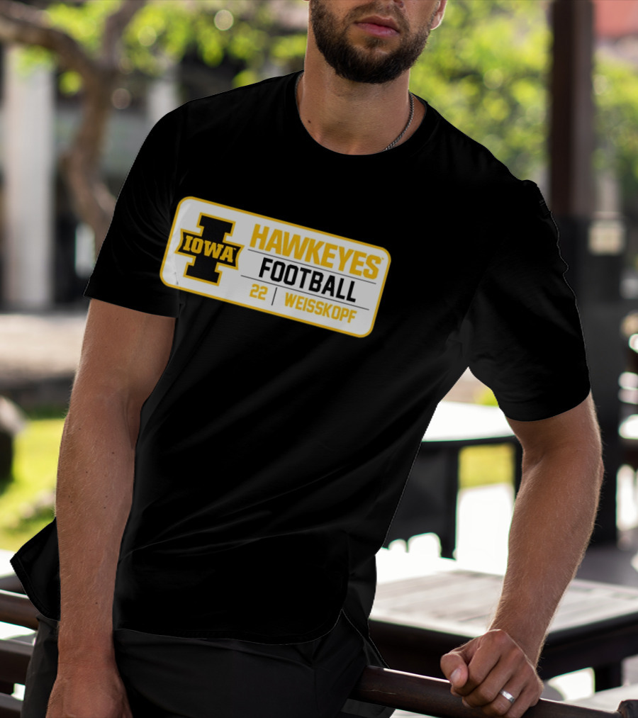 Iowa Hawkeyes Football 22 Weisskopf Black Gold T-Shirt