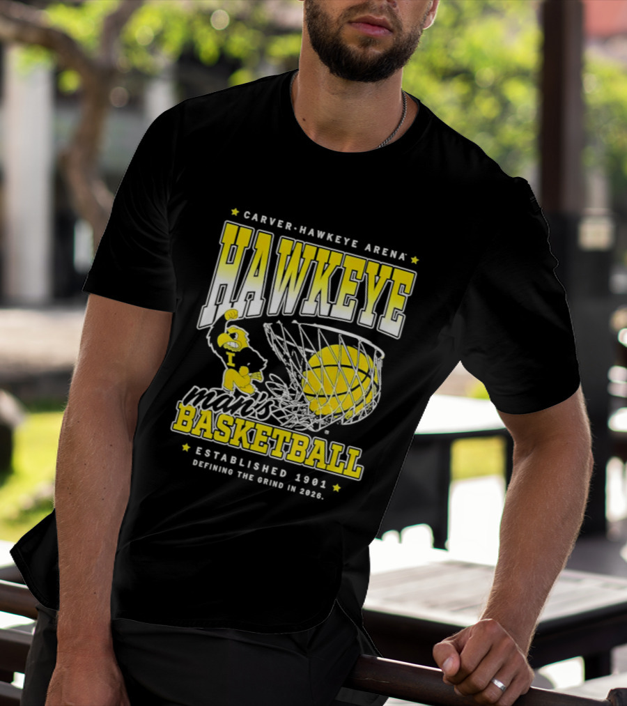 Carver Hawkeye Arena Man's Basketball Defining The Grind In 2023 Established 1901 T-Shirt