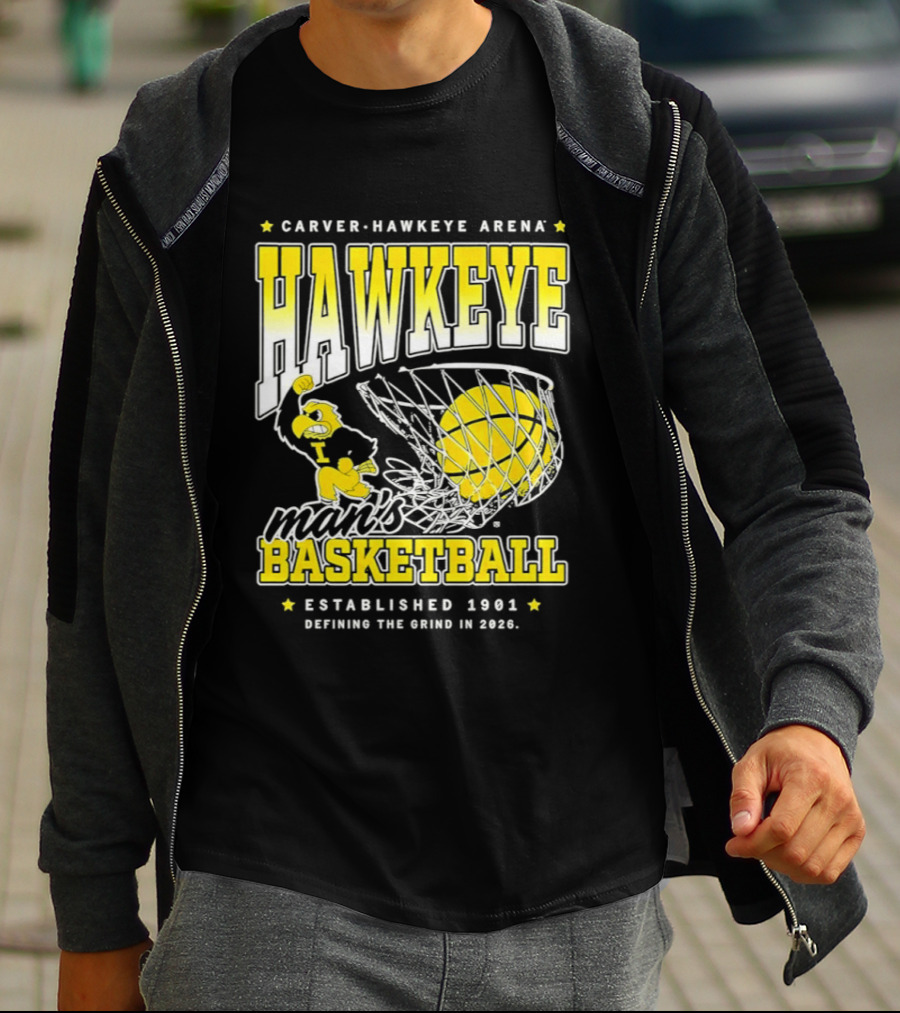 Carver Hawkeye Arena Man's Basketball Defining The Grind In 2023 Established 1901 T-Shirt